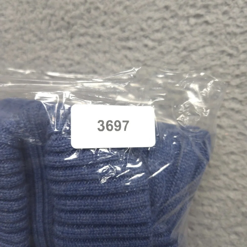 L.L.Bean Double L Sweater Women L Cotton Cable Knit Shawl Collar Blue NWT